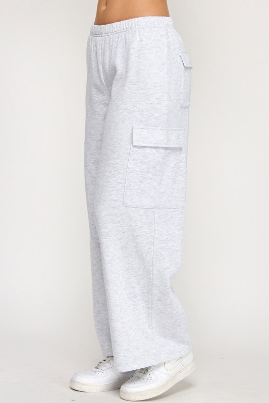 Wide leg cargo sweatpants