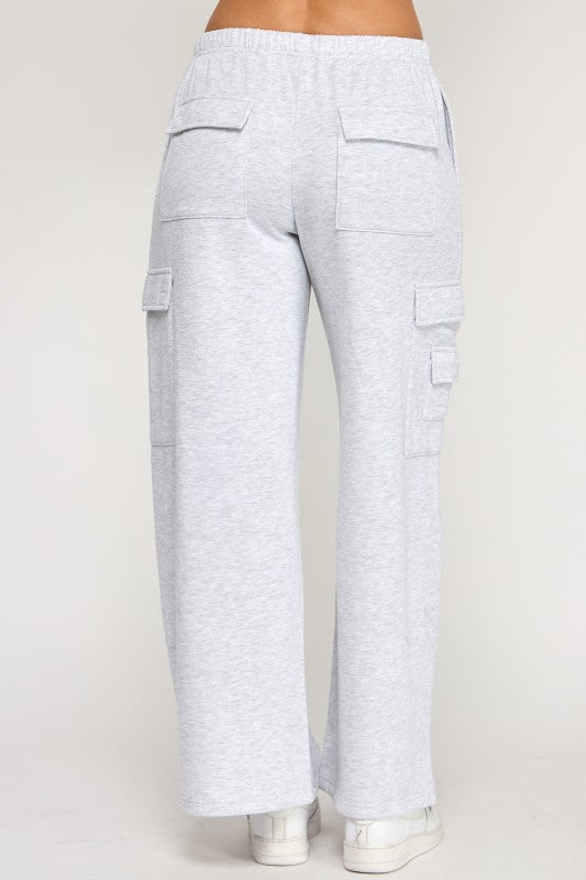 Wide leg cargo sweatpants