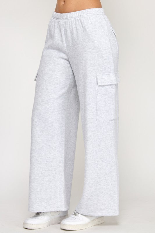Wide leg cargo sweatpants