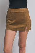 Suede mini skort